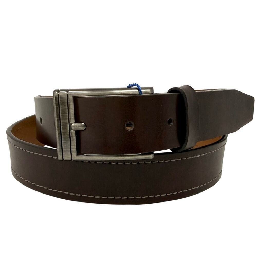 Vince Camuto Men’s Leather Belt Brown Silver Buckle New With Tags Size 42